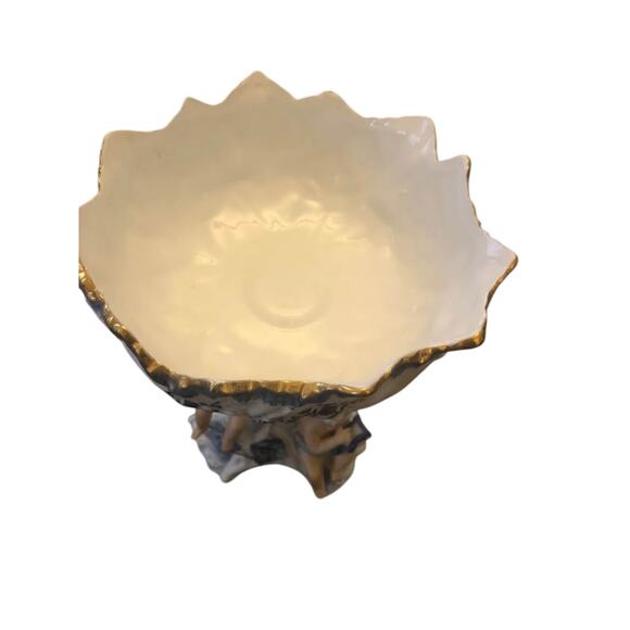 Porcelain Colonial Blue and White Cupids Candy Dish Figurine - Picture 6 of 10